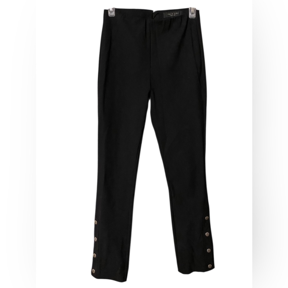 RAG & BONE Pants Leggings Women’s 4 Black Stretch Skinny Ankle Buttons Goth